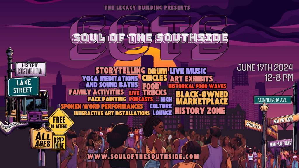 soul of the southside juneteenth illustrated flyer